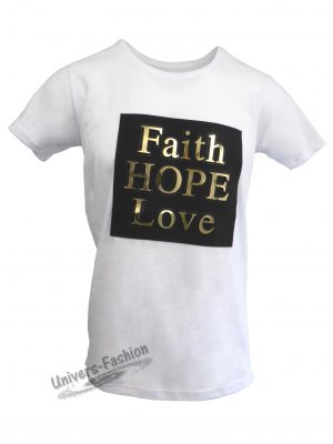 Tricou bărbat - alb cu efect 3D "Faith Hope Love"