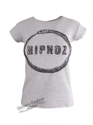 Tricou damă - gri, imprimeu 3D "HIPNOZ"
