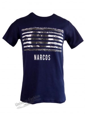 Tricou bărbat - albastru, imprimeu cu dollar "NARCOS"