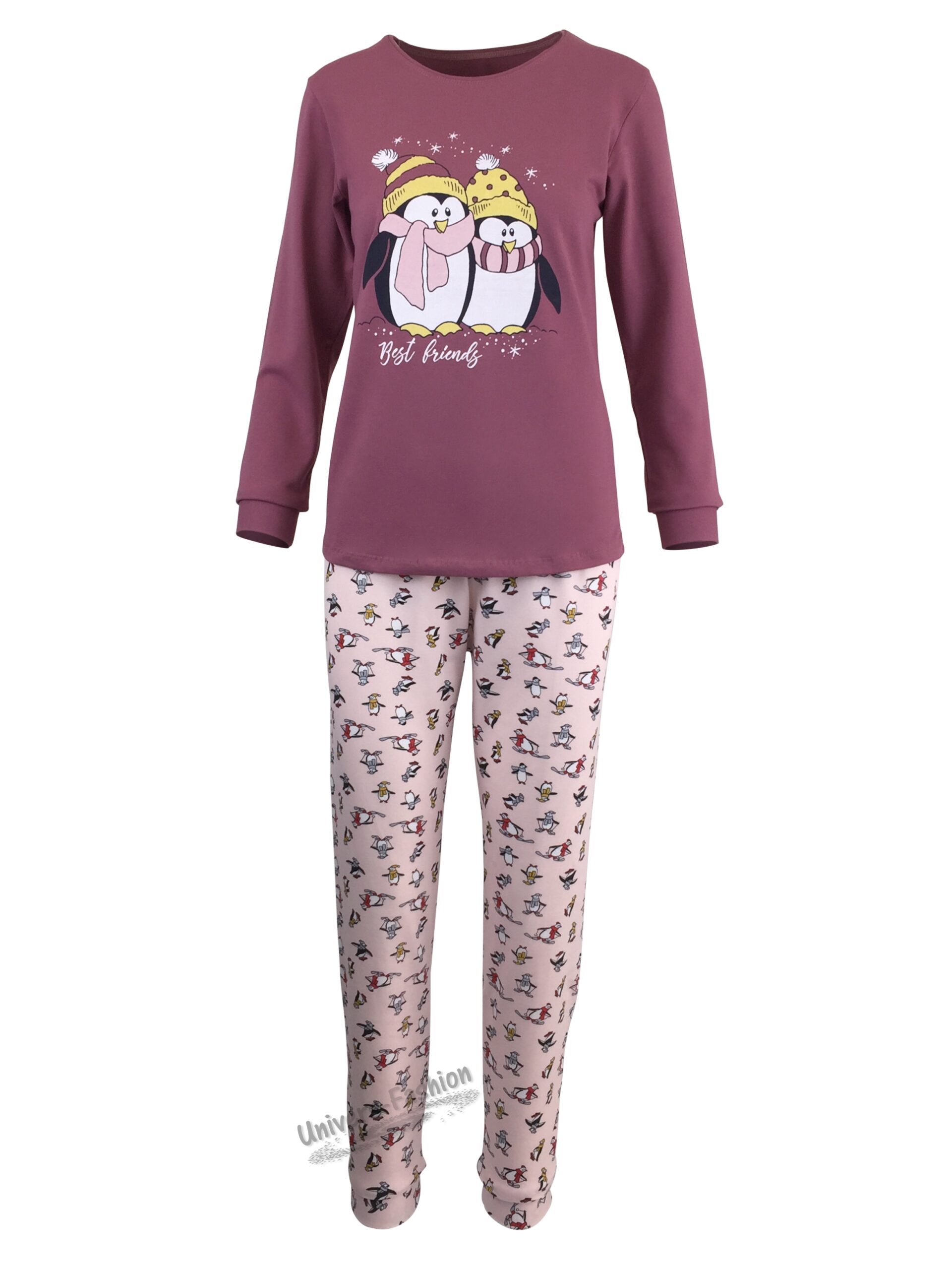 Halloween Healthy food Firefighter Pijama dama, bluza mov inchis si pantaloni roz – Univers Fashion